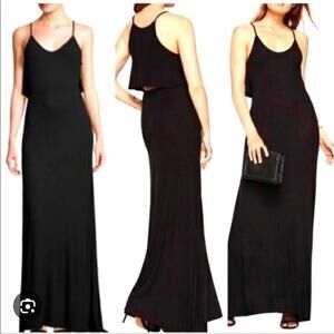 BCBGMAXAZRIA “NEKA”Black Knit Ribbed Maxi Dress Cutout Draped Back XXS NEW Tags